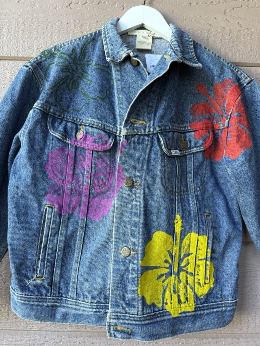 Free People x THNCLAFIX Women’s XS Hibiscus Denim Jacket Floral NWT - Picture 5 of 13